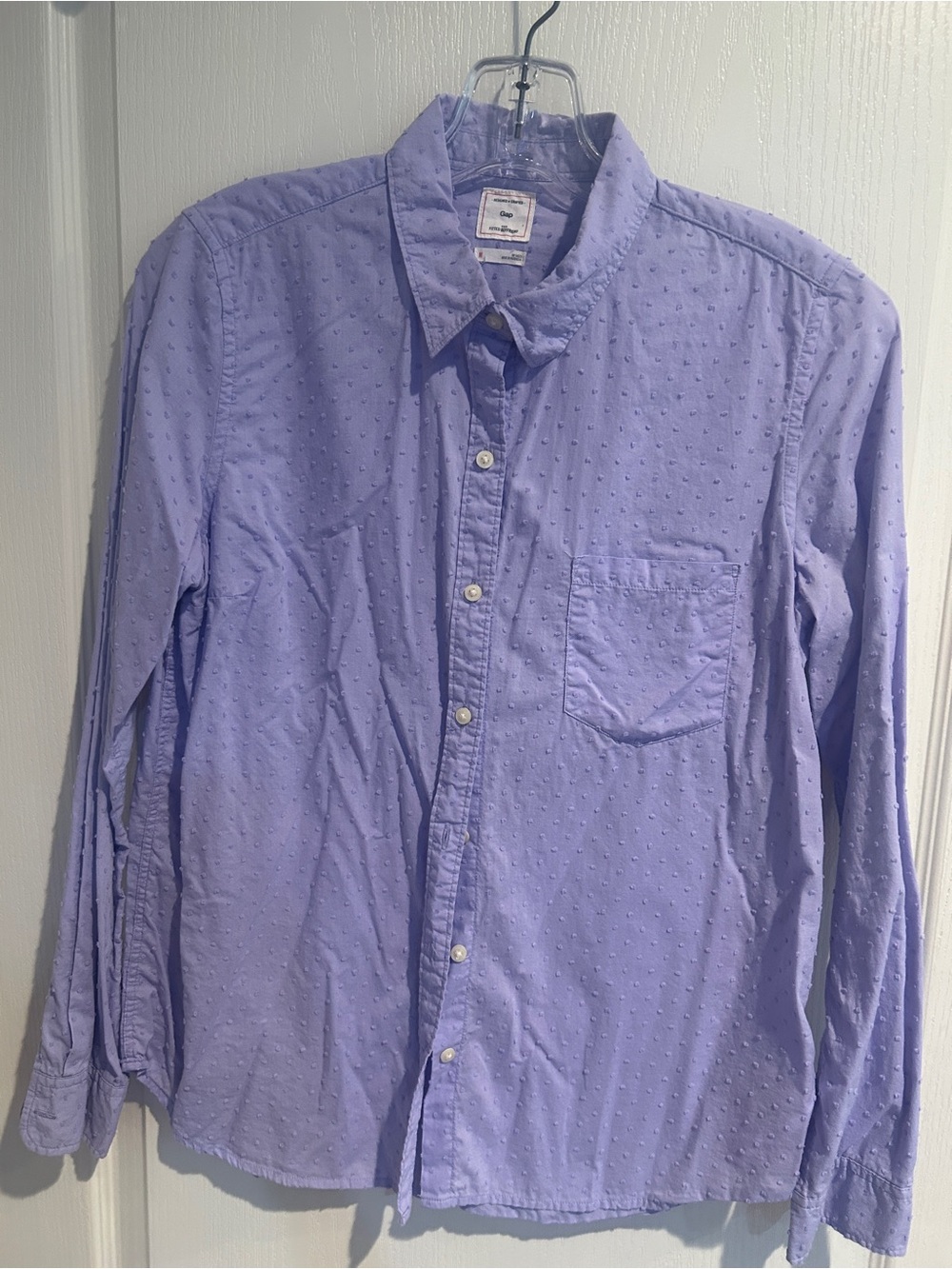 GAP Ladies Lavender Shirt with Textured Dot Pattern